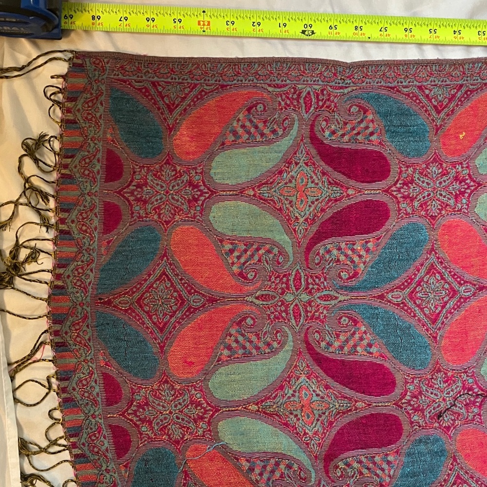 Vibrant Paisley Scarf in Pink and Blue